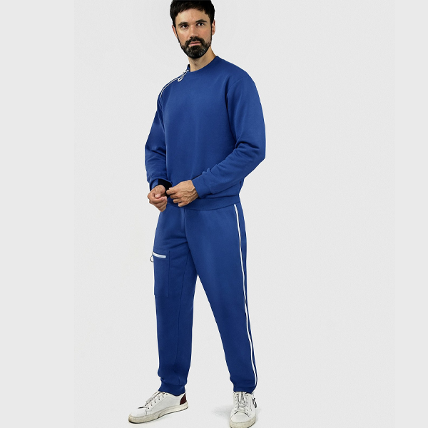 Адаптивний чоловічий костюм (світшот + штани) на блискавках PLUS PLUS (синій) 3