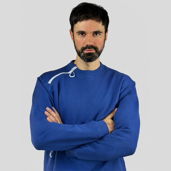 Адаптивний чоловічий костюм (світшот + штани) на блискавках PLUS PLUS (синій) 4