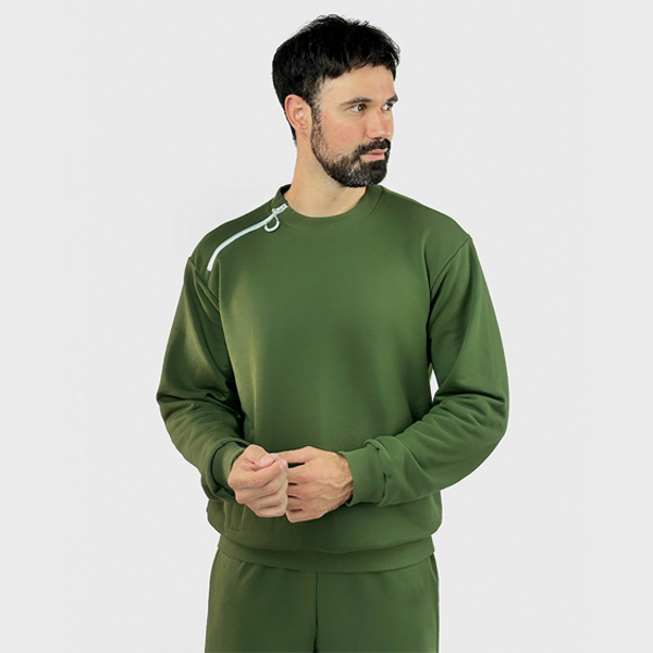 Адаптивный мужской костюм (свитшот + брюки) на молниях PLUS PLUS (хаки) 8