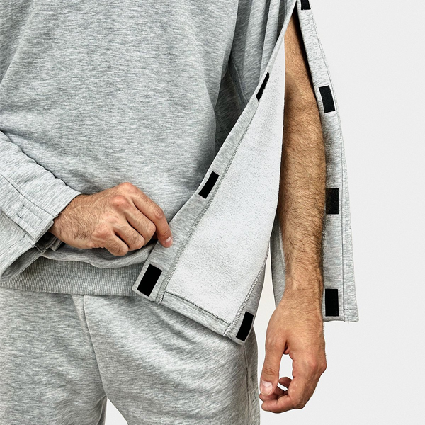 Адаптивный мужской костюм (свитшот + штаны) на липучках PLUS PLUS (меланж) 2