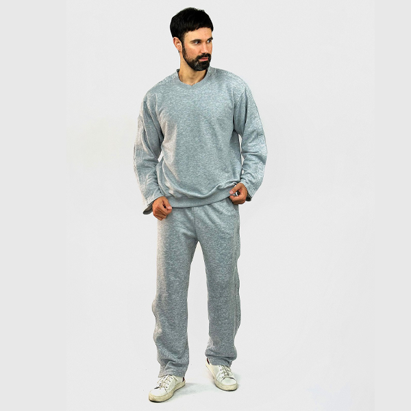 Адаптивный мужской костюм (свитшот + штаны) на липучках PLUS PLUS (меланж) 3