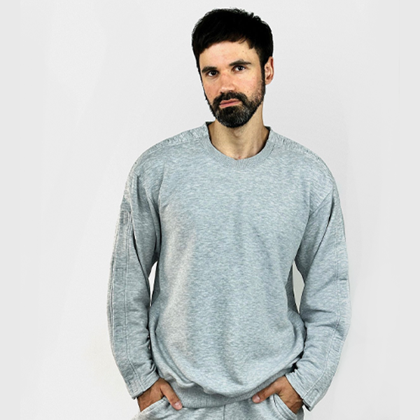 Адаптивный мужской костюм (свитшот + штаны) на липучках PLUS PLUS (меланж) 6