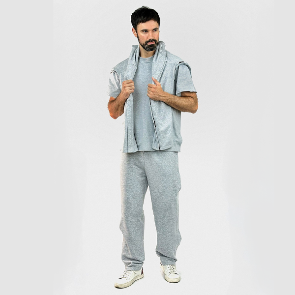 Адаптивный мужской костюм (свитшот + штаны) на липучках PLUS PLUS (меланж) 8