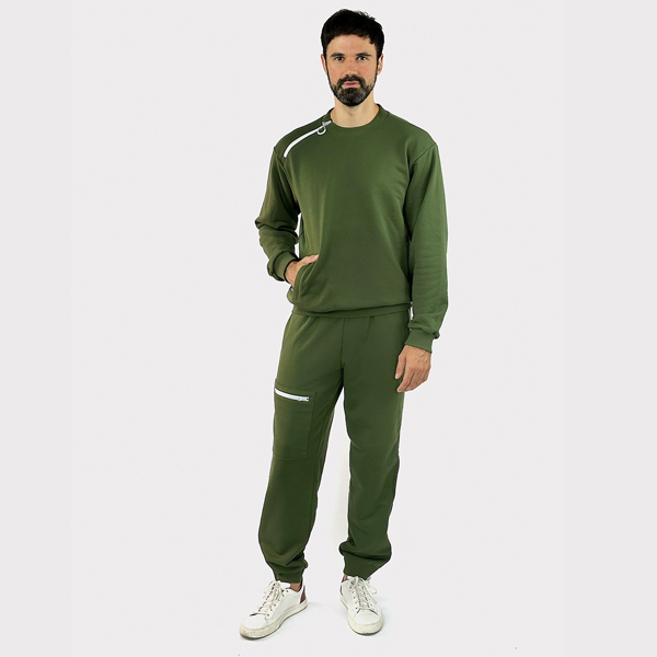 Адаптивний чоловічий світшот з блискавкою на комірі PLUS PLUS (хакі) 4