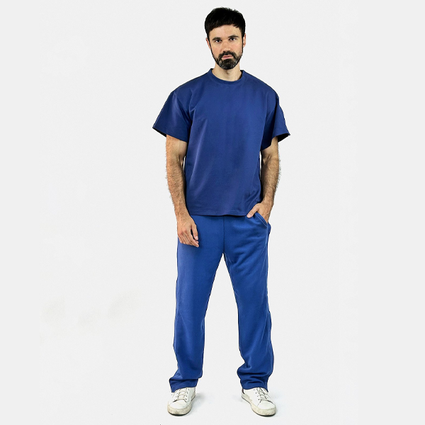 Адаптивний чоловічий костюм (футболка + штани) на липучках PLUS PLUS (синій) 3