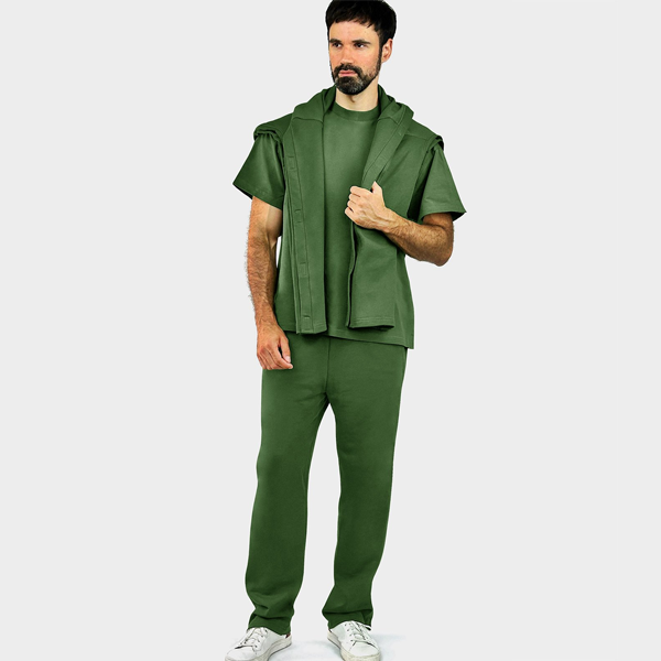 Адаптивний чоловічий костюм (футболка + штани) на липучках PLUS PLUS (хакі) 7