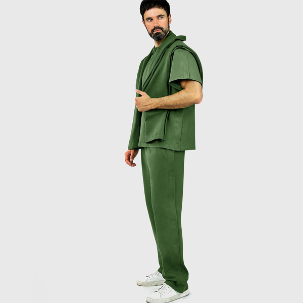 Адаптивний чоловічий костюм (футболка + штани) на липучках PLUS PLUS (хакі) 8