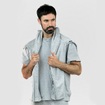 Адаптивний чоловічий костюм (футболка + штани) на липучках PLUS PLUS (меланж) 3