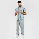 Адаптивний чоловічий костюм (футболка + штани) на липучках PLUS PLUS (меланж) 4