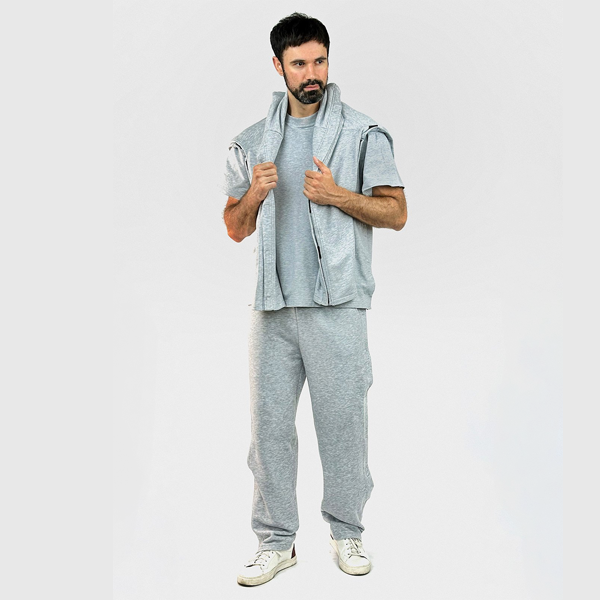 Адаптивний чоловічий костюм (футболка + штани) на липучках PLUS PLUS (меланж) 4