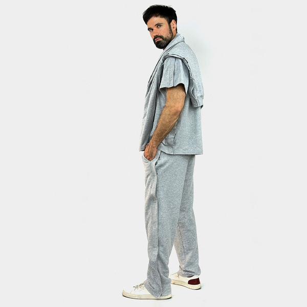 Адаптивний чоловічий костюм (футболка + штани) на липучках PLUS PLUS (меланж) 5