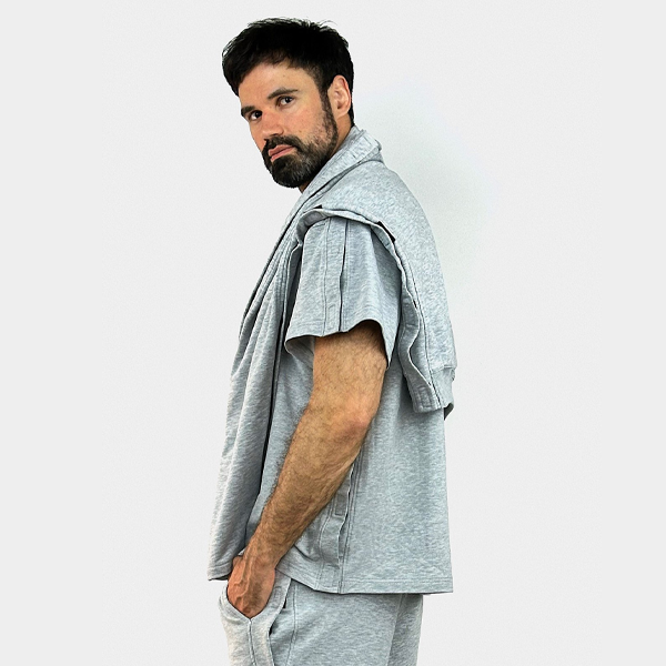 Адаптивний чоловічий костюм (футболка + штани) на липучках PLUS PLUS (меланж) 8