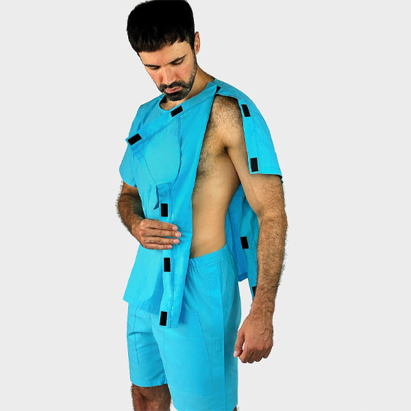 Адаптивний чоловічий костюм (футболка + штани) з бязі на липучках  PLUS PLUS (м'ятно-блакитний) 2