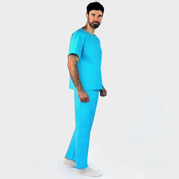 Адаптивний чоловічий костюм (футболка + штани) з бязі на липучках  PLUS PLUS (м'ятно-блакитний) 4