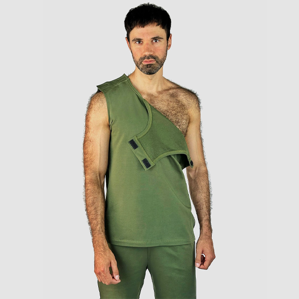 Адаптивний чоловічий костюм (майка + шорти) на липучках  PLUS PLUS (хакі) 4