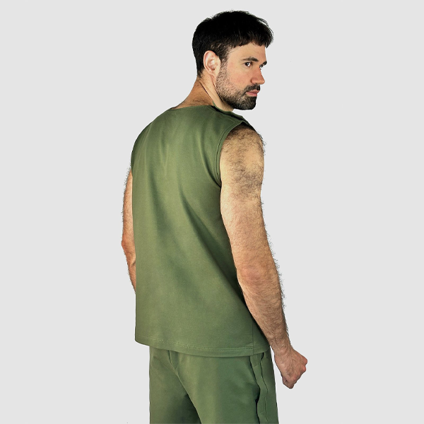 Адаптивний чоловічий костюм (майка + шорти) на липучках  PLUS PLUS (хакі) 5