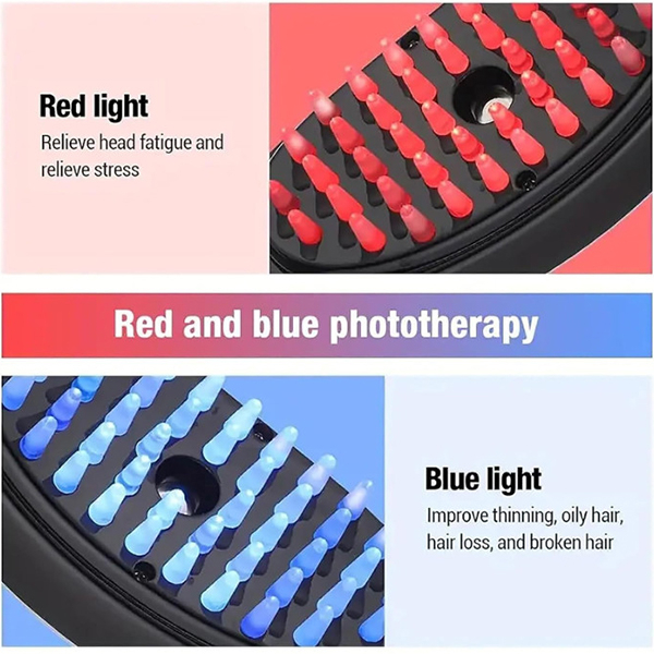 Гребінець зі світлотерапією, вібрацією та розпиленням для посилення росту волосся 5