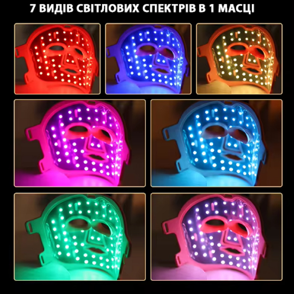 Светодиодная LED-маска для фототерапии – 7 спектров света 4