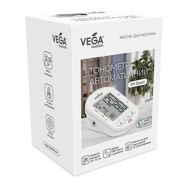 Автоматичний тонометр на плече VEGA 2H Basic (розмір манжети 22-42 см) 4