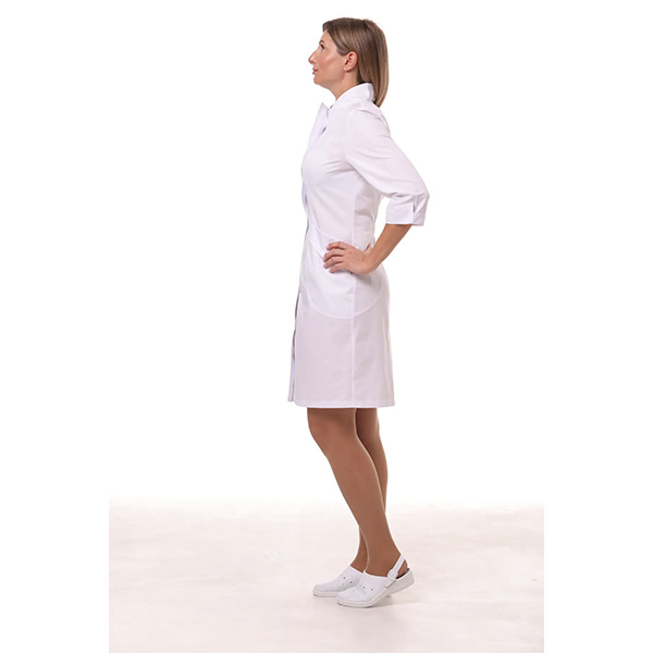 Медичний жіночий халат Арізона Topline (білий 3/4, білий гудзик) 2