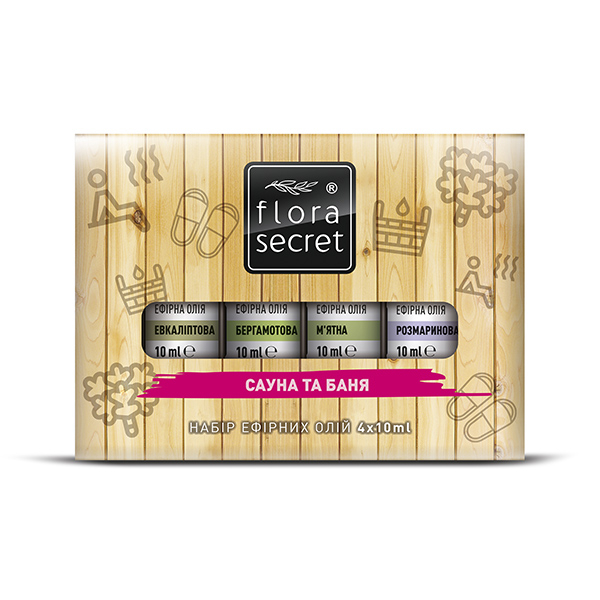 Набір ефірних олій сауна та баня Flora Secret 4 x 10 мл