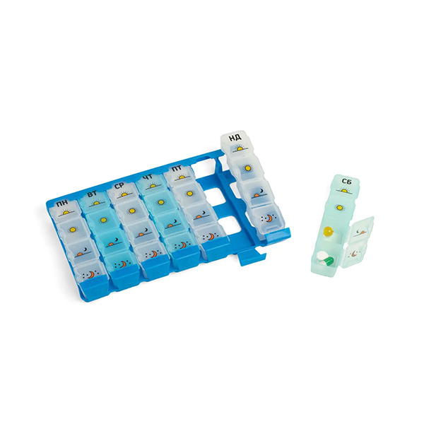 Органайзер для таблеток РД-Пласт, Tablettizer, недельный премиум, синий 2