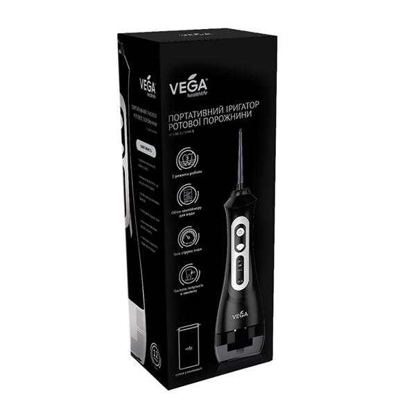 Портативный ирригатор для ротовой полости Vega VT-1000B, черный 2