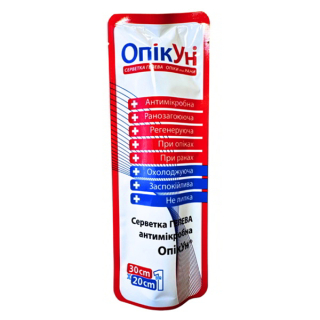 Салфетка гелевая антимикробная "ОпікУн" (30х20 см) №1 - 1 шт.