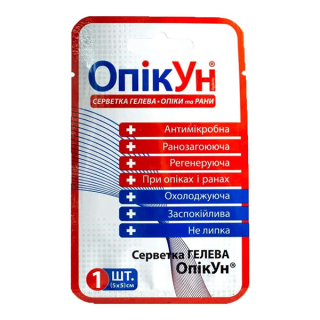 Салфетка гелевая антимикробная "ОпікУн" (5х5 см) №1 - 1 шт.