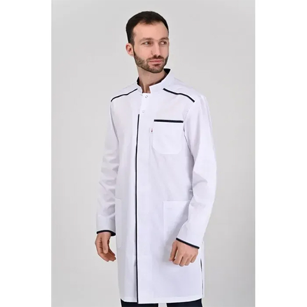Медицинский мужской халат Осло Topline (белый - т. синий) 2 Toros Медицинский мужской халат Осло Topline (белый - т. синий) 2