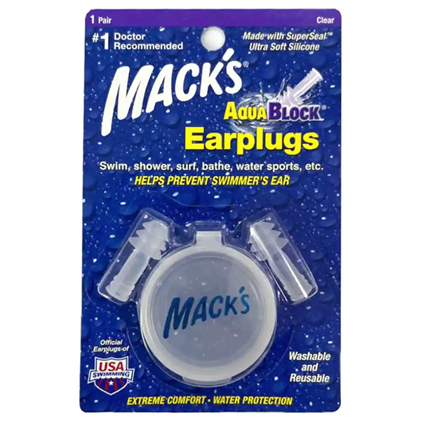 Беруші MACK`S AquaBlock #1131 силіконові м'які (захист від води), прозорі, 1 пара