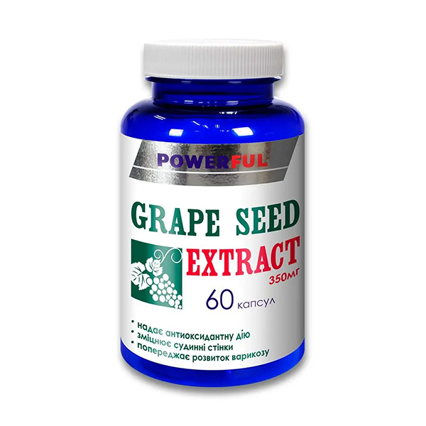 Виноградних кісточок екстракт POWERFUL (350 мг екстракту), капсули 1г, банка №60