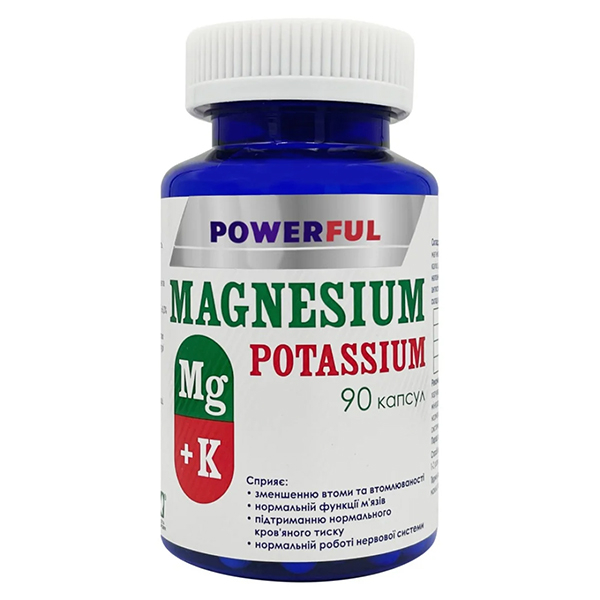 Магний + калий Powerful, капсулы 1150 мг, банка №90