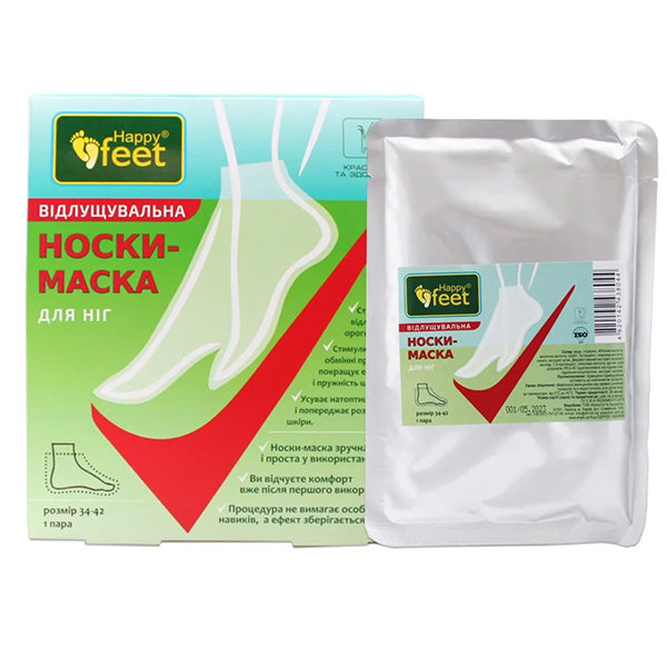 Шкарпетки-маска для ніг Happy Feet відлущувальна, 1 пара