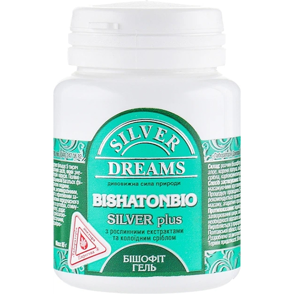 Бишофит гель с коллоидным серебром и экстрактами, БИШАТОНБИО СИЛЬВЕР ПЛЮС, 85 г