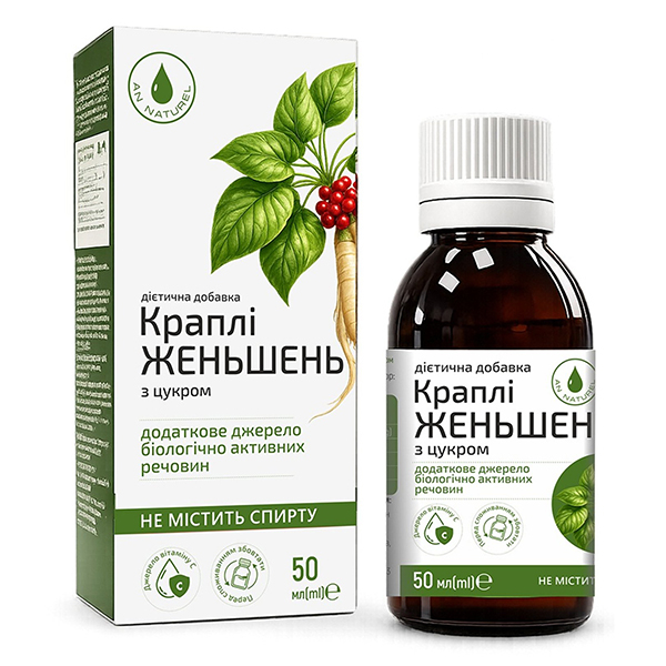 Капли Женьшень An Naturel с сахаром, 50 мл