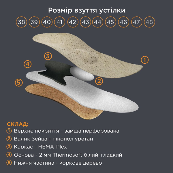 Устілки чоловічі ортопедичні Преміум OMS-126, OrtoMed 4