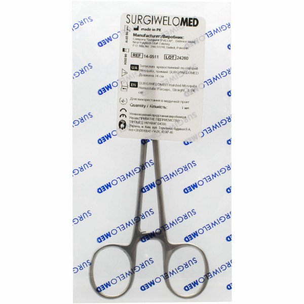 Зажим кровоостанавливающий 14-0511 по Halsted-Mosquito, длинн. 14 см, прямой 2