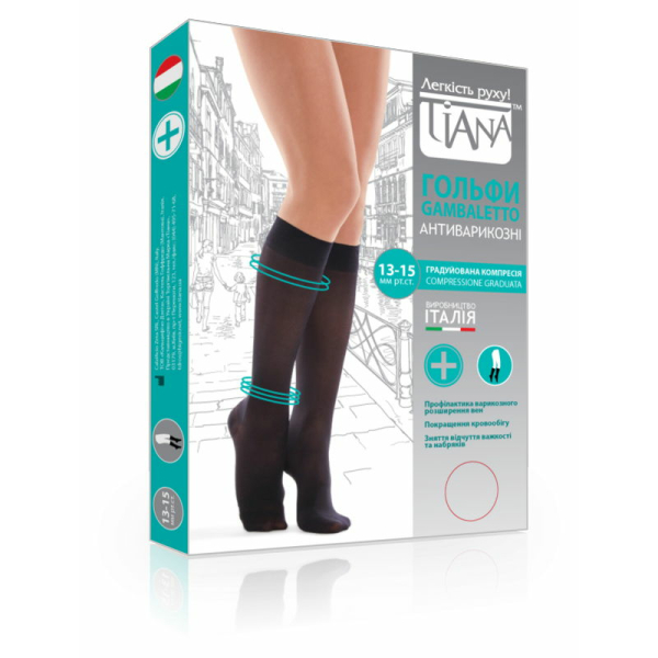 Гольфи антиварикозні профілактичні з компресією 13-15 мм рт. ст. Tiana, 70 DEN, Тип 840 (чорний) 2