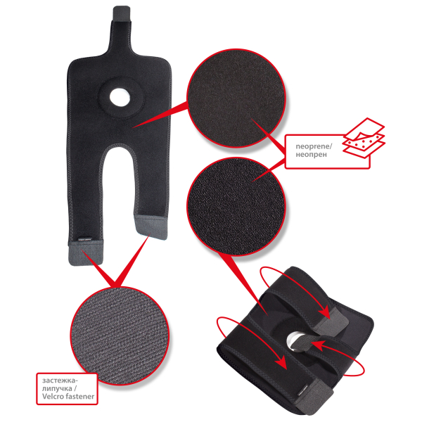 Бандаж для коленного сустава разъемный неопреновый Toros-Group, Тип 515 (черный) 3