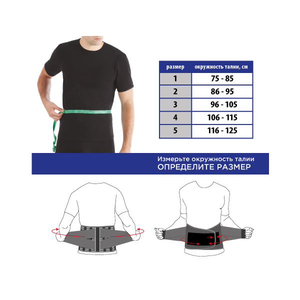 Бандаж підтримуючий 4 ребра жорсткості Toros-Group, Тип 212 (чорний) 4