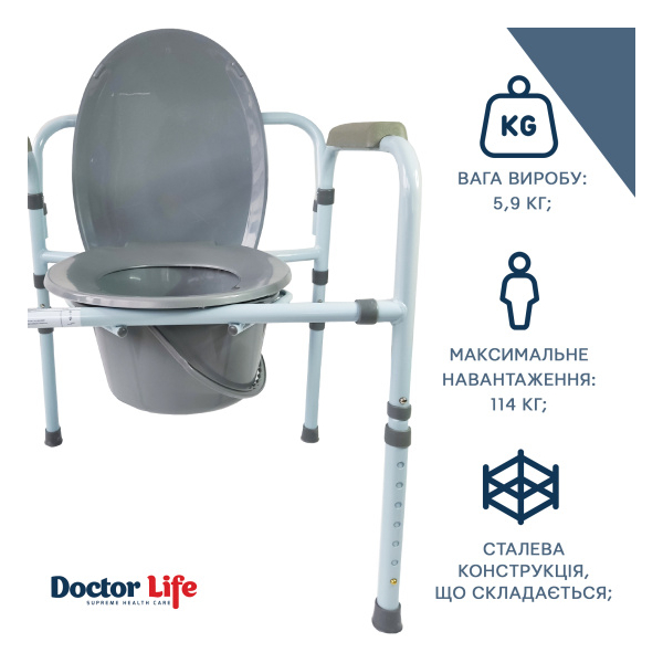 Стілець-туалет складаний Преміум 10595 Doctor Life 10