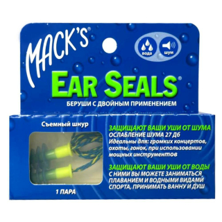 Беруші MACK`S EAR SEALS м'які #11 захист від води та шуму до 27 Дб зі знімним шнуром