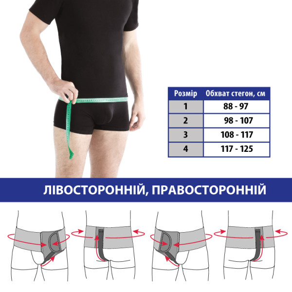 Бандаж протигрижовий паховий "Люкс" правобічний Toros-Group, Тип 354 (чорний) 6