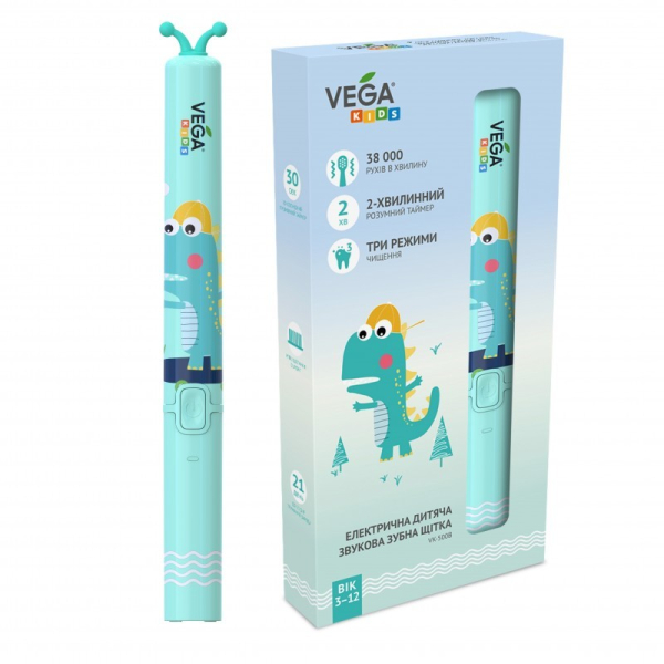 Електрична дитяча звукова зубна щітка Vega Kids VK-500B (Бірюзова)
