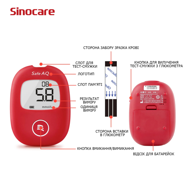 Глюкометр Sinocare Safe AQ Smart (50 тест-полосок) 3 Toros Глюкометр Sinocare Safe AQ Smart (50 тест-полосок) 3