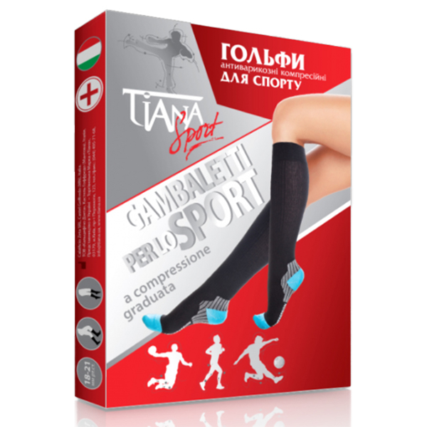 Гольфи компресійні антиварикозні для спорту з компресією 18-21 мм рт. Tiana, Тип 761 (чорно-синій) 3 Toros Гольфи компресійні антиварикозні для спорту з компресією 18-21 мм рт. Tiana, Тип 761 (чорно-синій) 3