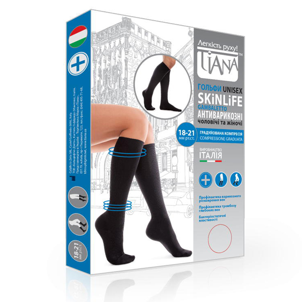 Гольфы компрессионные антиварикозные Unisex Skinlife с компрессией 18-21 мм рт. ст. Tiana, 140 DEN, Тип 950 (черный) 2