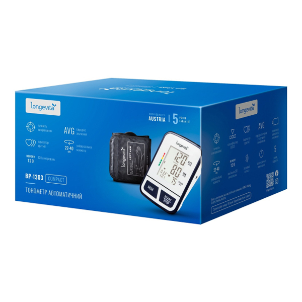 Автоматический тонометр на плечо Longevita ВР-1303 (размер манжеты 22-40 см) 6