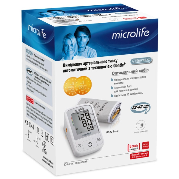 Автоматичний тонометр на плече Microlife BP А2 Basic з адаптером (розмір манжети 22-42 см) 9 Toros Автоматичний тонометр на плече Microlife BP А2 Basic з адаптером (розмір манжети 22-42 см) 9